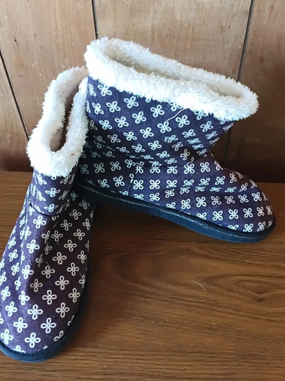 Vera Bradley Slippers Women's Size M 7-8 Blue Floral Fleece Lined House Shoes EU